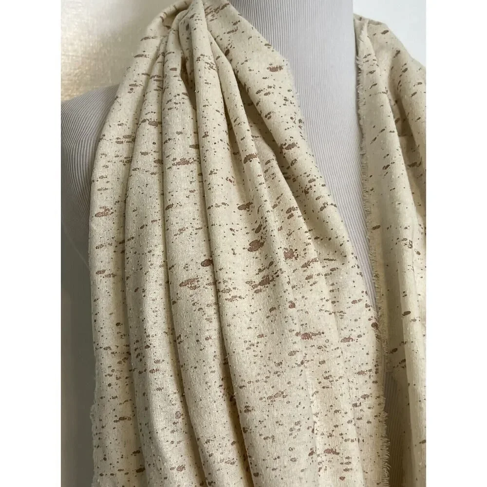 ARGAMAN & DEFIANCE Naturally Dyed Raw Silk Infinity Scarf White Rose Gold NEW